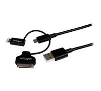 Startech.Com Cavo di Ricarica Cellulare O Tablet Combo 3 in 1 USB a Micro USB/Lightning / 30-Pin Dock da 1 M, Nero