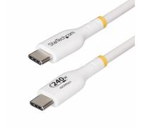 StarTech.com Cavo di ricarica USB-C da 1 m, ricarica e sincronizzazione, 240W (5A) PD EPR, cavo di ricarica USB 2.0 per laptop, certificato USB-IF, manicotto in TPE - Cavo di ricarica USB C bianco - N