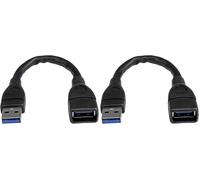StarTech.com Cavo prolunga USB 3.0 (5Gbps) Tipo A da 15 cm da A ad A di colore nero, Maschio/Femmina (Confezione da 2)