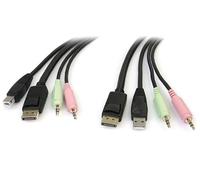 StarTech.com Cavo switch KVM DisplayPort USB 4 in 1 con audio e microfono 1,8 m