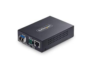 StarTech.com Convertitore Gigabit Ethernet Rame-Fibra, SM LC 20 km, 10/100/1000 Mbps, RJ45 a LC, Struttura in Metallo, Jumbo Frame 9K, Conforme TAA