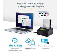 StarTech.com Docking Station per Hard Disk a Singolo Slot - Dock USB 3.0 Standalone con funzione Eraser e Sanificazione per HDD/SSD SATA II, 9 Modalità di Cancellazione - Display LCD, Porta Stampante