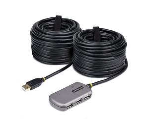 StarTech.com Estensione hub USB - Cavo di estensione USB 2.0 da 24 m con hub USB-A a 4 porte, cavo ripetitore USB attivo/alimentato dal bus, alimentatore opzionale da 10 W incluso Protezione ESD di li