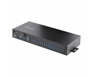 StarTech.com Hub Industriale a 16 Porte USB 5Gbps con Adattatore di Alimentazione, Scocca Metallica, Montabile, Protezione ESD, Terminale di Alimentazione, Caricatore USB, Switch Doppio Ospite - Nouvo