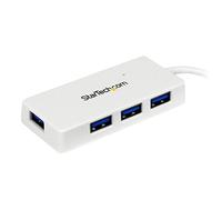 StarTech.com Hub portatile mini USB 3.0 SuperSpeed a 4 porte - Perno e concentratore per Ultrabook USB 3.0 con cavo integrato - Bianco ( ST4300MINU3W )