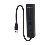 StarTech.com Hub portatile USB 3.0 SuperSpeed a 4 porte, 5Gbps, Perno e concentratore per notebook o book USB 3.0 con cavo integrato (ST4300PBU3)