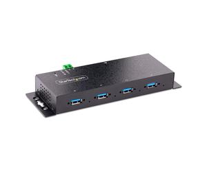StarTech.com Hub USB 3.0 5Gbps a 4 Porte Industriale - Hub USB per Laptop con Protezione contro le Sovratensioni - Splitter USB 3.0 Montabile a Muro - Stazione di Carica USB a Blocco, Grande Calibro -
