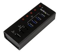 StarTech.com Hub USB 3.0 (5Gbps) alimentato a 4 porte, 3 porte di ricarica USB dedicate, Box esterno in metallo montaggio a parete (ST4300U3C3)