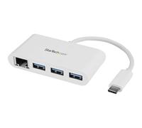 StarTech.com Hub USB 3.0 a 3 Porte con Gigabit Ethernet, USB-C a 3x USB-A, Perno