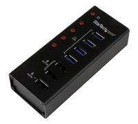 StarTech.com Hub USB 3.0 alimentato a 4 porte con 3 porte di ricarica USB dedicate (2 x 1A e 1 x 2A) - Box esterno in metallo per montaggio a parete