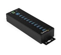 StarTech.com Hub USB 3.0 industriale a 10 porte con adattatore di alimentazione - Protezione contro le sovratensioni - Hub di trasferimento dati USB 3.0 industriale in metallo - Montabile su guida DIN, a parete o su scrivania