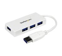 StarTech.com Hub portatile mini USB 3.0 (5Gbps) SuperSpeed a 4 porte, Perno e concentratore book™ USB 3.0 con cavo integrato, Bianco (ST4300MINU3W)