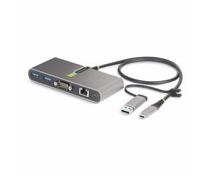 StarTech.com Hub USB-C a 2 porte con Ethernet e RS-232, dongle USB-C a USB-A collegato, 100W PD Pass-through, 2x USB-A 5Gbps, Gigabit Ethernet, RS232 seriale [FTDI] (USB-C TO 2-PORT USB 5GBPS TYPE - A