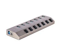 StarTech. com Hub USB-C autoalimentato a 7 porte con interruttori on/off individuali, Hub di espansione USB 3.0 5Gbps con alimentatore, desktop/laptop USB-C a USB-A Hub, Hub USB Tipo C w/BC 1.2