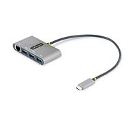 StarTech.com Hub USB-C con Ethernet a 3 porte - Adattatore USB Type-C con 3x USB-A e 1X Ethernet Gigabit - Splitter USB C Alimentato da Bus- USB 3.0 5Gbps - Hub Portatile USB-C/USB-A - Cavo Integrato da 30cm - GbE