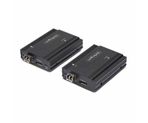 StarTech.com KVM Extender DisplayPort su fibra ottica, 4K 60Hz, kit di estensione, fino a 300m (multimodale) con moduli SFP+ preinstallati, 3x USB HID