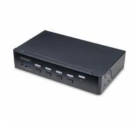StarTech.com KVM switch DisplayPort a 4 porte, monitor singolo 4K 60Hz, 6 porte USB, commutazione con pulsanti e hotkey, DP 1.2, indipendente dal SO, conformità TAA - TASTIERA TEDESCA [P4AD122-KVM-SWI