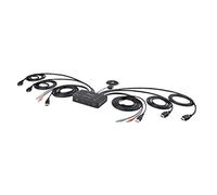 StarTech.com KVM Switch HDMI a 2 porte per doppio monitor 4K 60Hz, Switch KVM con cavi USB-A/HDMI/Audio da 1,5 m, alimentato da bus - Pulsante remoto/commutazione hotkey (C2-DH46-UA2-CBL-KVM)