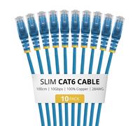 StarTech Cavo Ethernet CAT6 Slim da 1 m Blu, Confezione da 10, Snagless RJ45 LSZH, Cavo Patch di Rete Sottile 28AWG in Rame Puro