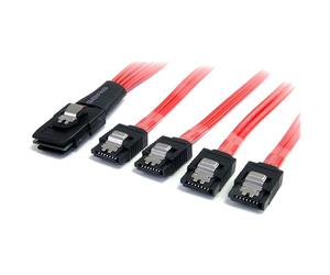 StarTech.com SAS8087S450 Cavo SAS Serial Attached SCSI, Sff-8087 a 4 Latching SATA, 0.5 m, Rosso