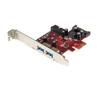 StarTech.com Scheda Espansione PCI Express USB 3.0 a 4 porte - 2 interne, 2 esterne - Adattatore PCIe alimentato SATA