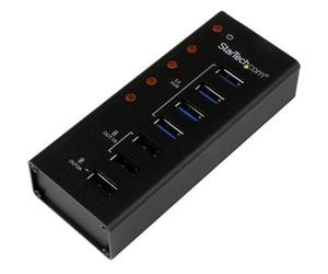 Startech.com ST4300U3 C3/4 Port Powered USB 3.0 Hub con 3 porte di ricarica USB dedicate (2 x 1 a & 1 x 2 a) - montabile a parete metal Enclosure