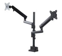 StarTech.com Supporto Doppio Monitor per Scrivania - Braccio per 2 Monitor VESA fino a 32" /8kg - Staffe Verticali Impilabili - Altezza Regolabile/Snodato - Montaggio Morsetto a C o Vite Passante