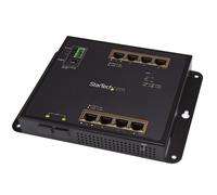 StarTech.com Switch industriale POE+ Gigabit Ethernet 8 porte - 2 connessioni MSA SFP - 30W - Switch Gbe High Power L2 adminstrable rinforzato - Montaggio guida DIN IP-30/ -40C° a 75C° - Montaggio a p