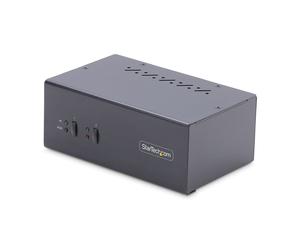 StarTech.com Switch KVM doppio monitor a 2 porte, 4K60Hz, 2 porte USB 5Gbps, 2 porte USB 2.0 HID - Switch KVM DisplayPort con commutazione a chiave, conforme a TAA - Protezione ESD livello 3 - Nouvo