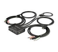 StarTech.com Switch KVM HDMI a 2 porte 4K 60Hz - Switch KVM compatto a doppia porta UHD/Ultra HD USB con cavi da 4 piedi integrati e audio - Alimentazione tramite bus e commutazione remota - MacBook T