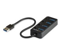 StarTech.com Thief Hub USB 3.0 a 4 porte - Da USB-A a USB 3.0 Tipo A con interruttori On/Off individuali - USB 3.2 Gen 1 SuperSpeed 5 Gbps - Alimentato tramite bus USB - Portatile - Cavo da 25 cm