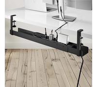 StarTech.com Vassoio per la gestione dei cavi sotto la scrivania, lunghezza regolabile, installazione a morsetto, senza fori, nero