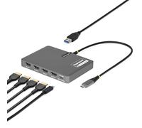 StarTech Adattatore USB-C per Workstation Quad Monitor, HDMI 4K 60Hz, Pass-through PD 140W per Ricarica Laptop, Porta USB per Tastiera o Mouse Wireless, TAA