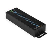 StarTech.com Hub USB 3.0 industriale a 10 porte con adattatore di alimentazione - Protezione contro le sovratensioni - Hub di trasferimento dati USB 3.0 industriale in metallo - Montabile su guida DIN, a parete o su scrivania