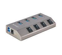 StarTech Hub USB-C 4 Porte 5Gbps, Interruttori On/Off (5G4AIBS-USB-HUB-EU) | Alimentatore Incluso, Adattatore USB-C a USB-A, Espansione USB