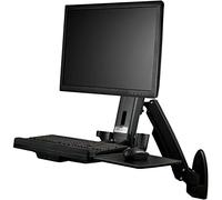StarTech Postazione Lavoro Parete Sit-Stand, Braccio Regolabile (WALLSTS1) | Supporto per Monitor VESA e Tastiera, Porta Mouse e Scanner