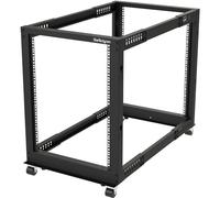 StarTech.com Server Rack a 4 Montanti 15U Open Frame, Armadio Rack di Rete 19" con Ruote, piedini di livellamento/montaggio a pavimento, Quadro Rack Scorrevole/profondità regolabile per apparecchiature AV/Dati/IT