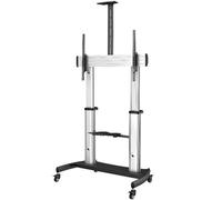 StarTech.com Mobile TV Stand girevole su ruote - Carrello porta TV resistente per schermi da 60-100" (100kg) - Supporto tv da pavimento universale con ripiani