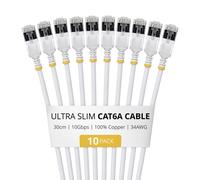 StarTechcom White Ultra Slim Cat6A 10 Pack Cavo Rete FTP 0,3 6ASTP34WHS30CM10PK