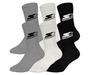 STARTER 6 pack Crew Socks - Grey/White/Black - 35/38