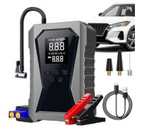 Starter di salto portatile per auto - banco di alimentazione a batteria da 12 V con compressore d'aria | Pneumatico per pneumatici e booster di auto cordless | Starter di salto di emergenza con torcia