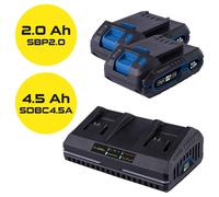 Starter Kit 2 Batterie 20V Litio 2.0Ah Caricabatteria Doppio sbsk2.0-twin-f