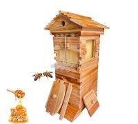 Starter kit for alveare, kit iniziale for alveare con flusso automatico, telaio completo di scatola for api con finestra di osservazione e beccuccio for miele, casetta for api da carpentiere,