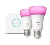 Starter kit Philips Hue White e Color Ambiance con 2 lampadine E27 da 75W, Bluetooth e compatibilità con Alexa, Google e Homekit. - Nouvo