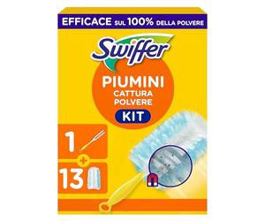 Starter Kit Swiffer Piumino Catturapolvere (1 Manico E 4 Ricariche), Intrappola E Blocca 3 Volte Più Polvere E Peli Rispetto A Un Piumino Tradizionale