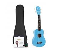 Starter Pacchetto Ukulele Soprano Blu di Gear4music, con accordatore a clip, custodia e Corde