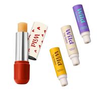 Starter pack con balsamo labbra ricaricabile Wild - contenitore in alluminio Cuoricini e 3 ricariche in diverse profumazioni - naturale al 98% con burro di karité - Vegano e delicato sulle labbra