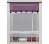 Startex 21936 2193 di Collegamento AFF con Fermo e Occhielli Voile, 60 x 135 cm, Bianco/Melanzana