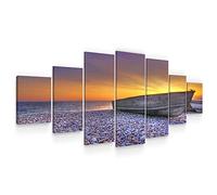 Startonight Grande Quadro su Tela Barca sulla Spiaggia, Stampe Incorniciato e Pronta da Appendere Design Moderno Arredamento Arte Fotografia Formato XXL Multipannello di 7 Parti 100 x 240 CM