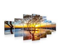 Startonight Grande Quadro su Tela Tramonto sul lago, Stampe Incorniciato e Pronta da Appendere Design Moderno Arredamento Arte Fotografia Formato XXL Multipannello di 7 Parti 100 x 240 CM